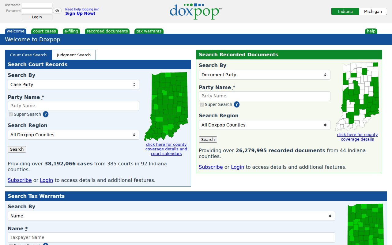 Doxpop recorded-document access used for Boone County deed research